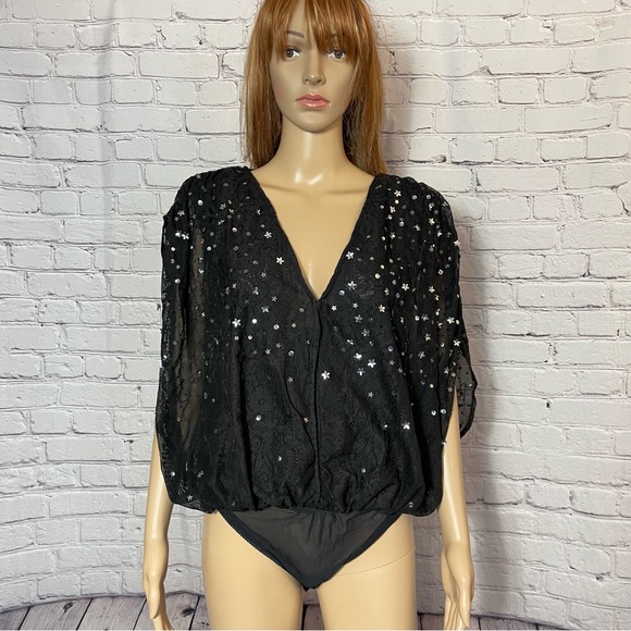 New Free People Summer Shine Black Bodysuit Size S - Picture 2 of 11